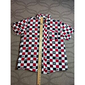 Cornerstore Bodega Mens Short Sleeve Button Up Skull Shirt Large Biker Grunge